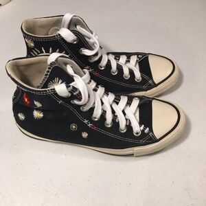 Converse Chuck Taylor Hi Top Sneakers Canvas Embroidered Size 7 Black